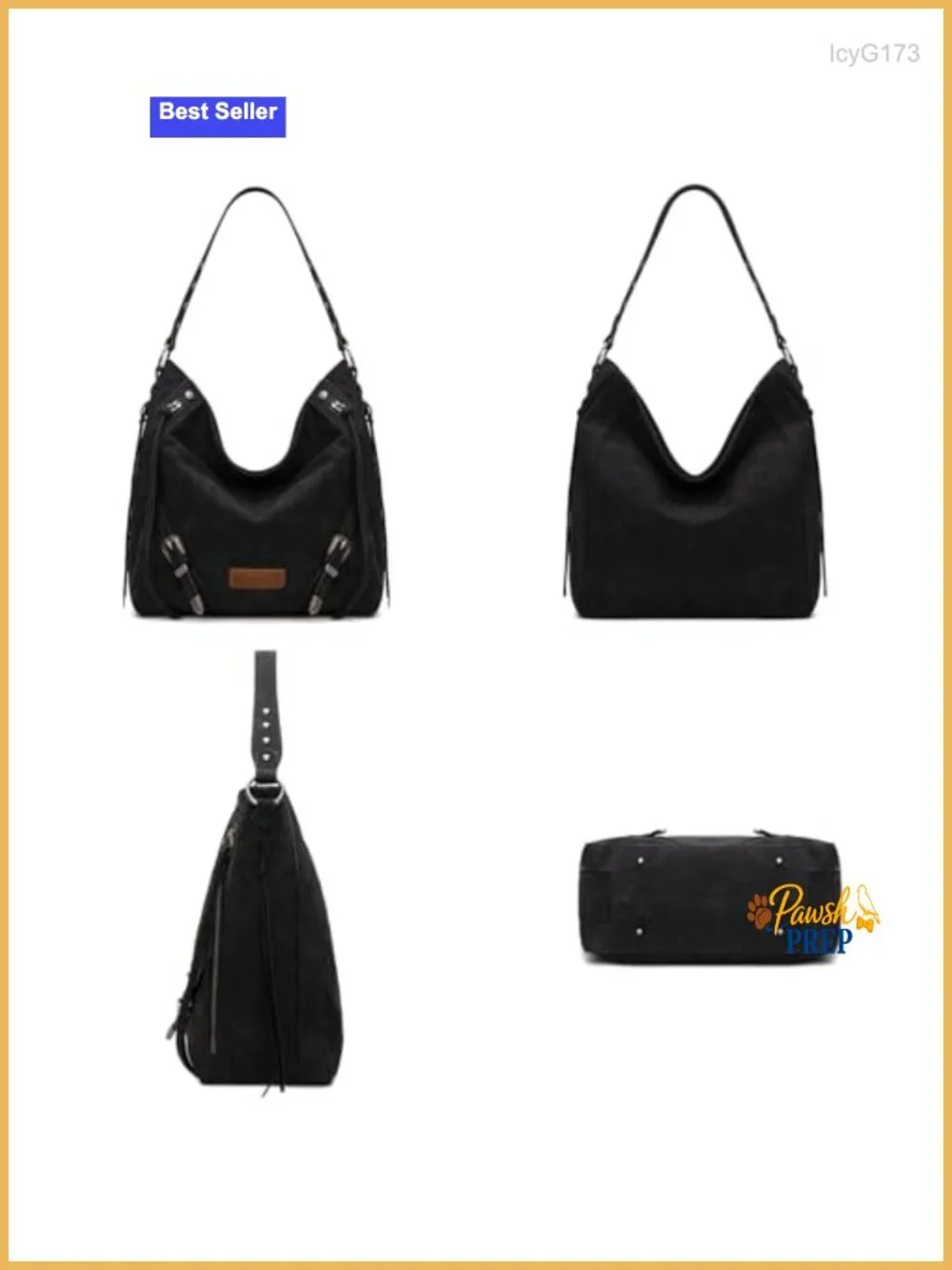Wrangler Large Hobo Purse Faux Suede Buckle Fringe Zipper Shoulder Bag Women